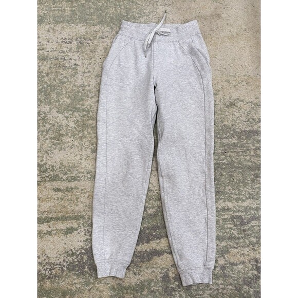 Lululemon Scuba Jogger Pants Sz 2 Light Gray High Rise Fleece Athletic Comfy - Picture 1 of 6